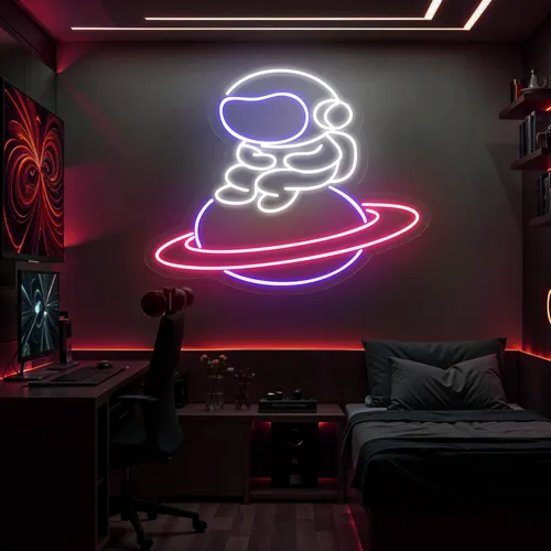 Astronaut In Saturn Neon Sign - Imprint Now - CA
