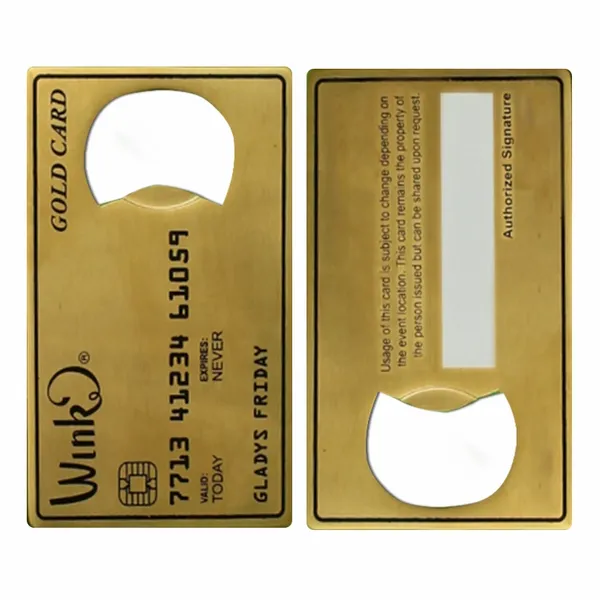 Gold Card Shaped Bottle Opener - Imprint Now - CA