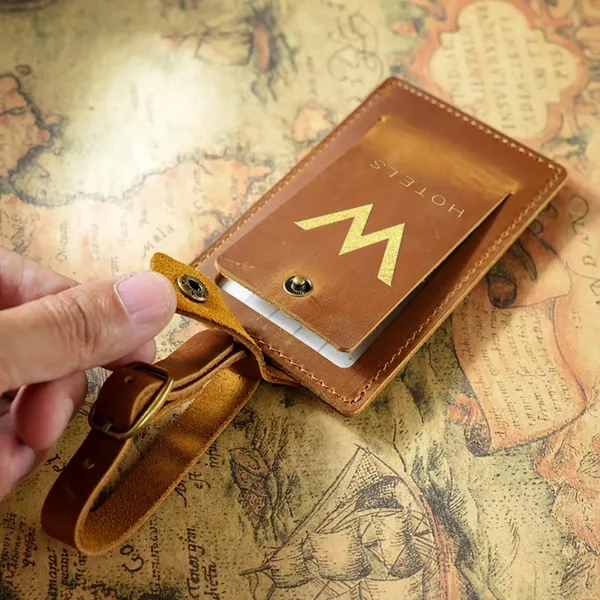 Vintage Crazy Horse Leather Luggage Tag