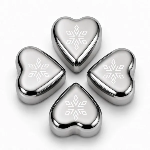 Heart-Shaped Stainless Steel Ice Cubes