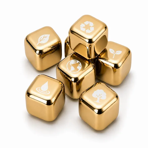 Gold Stainless Steel Ice Cubes