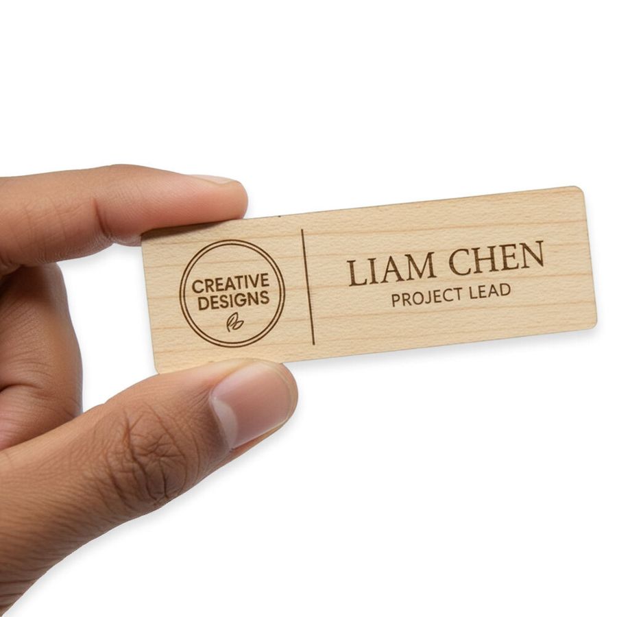 Wooden Name Badges - Imprint Now - CA