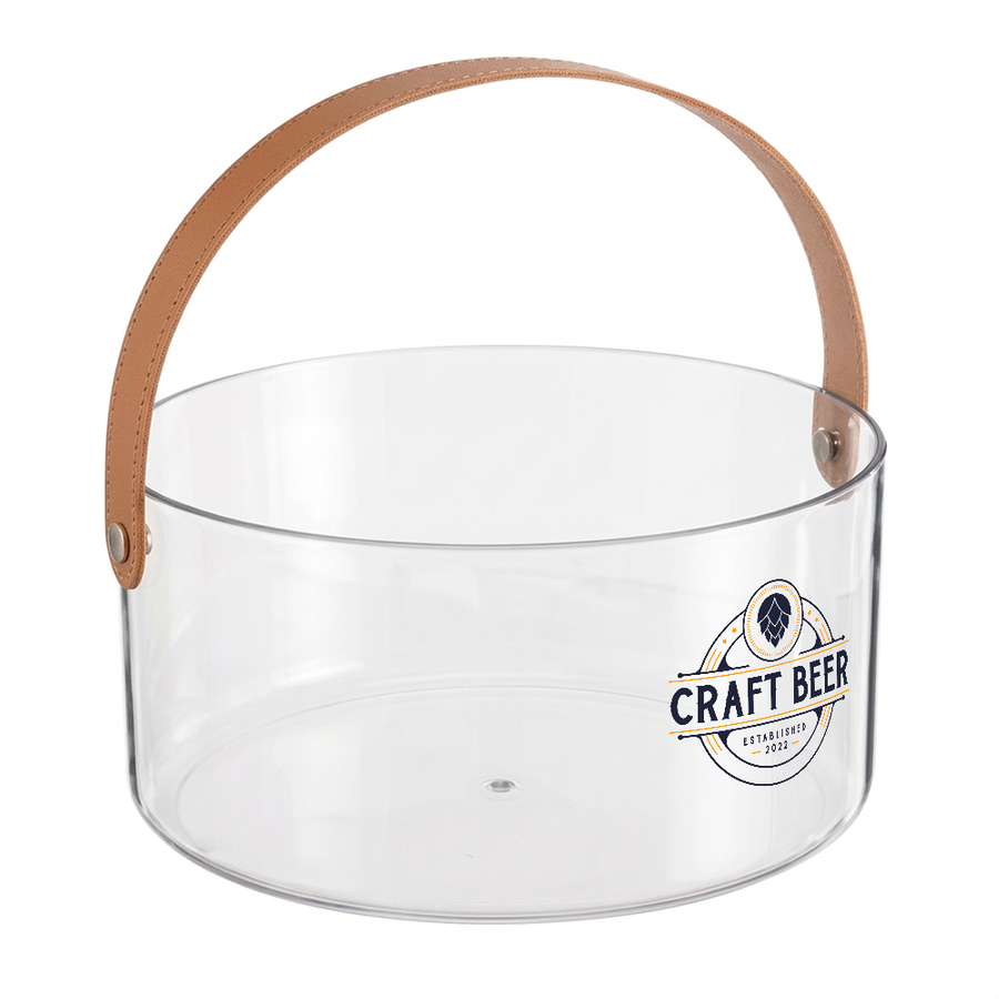 Leather-Strap Clear Drink Buckets - Imprint Now - CA