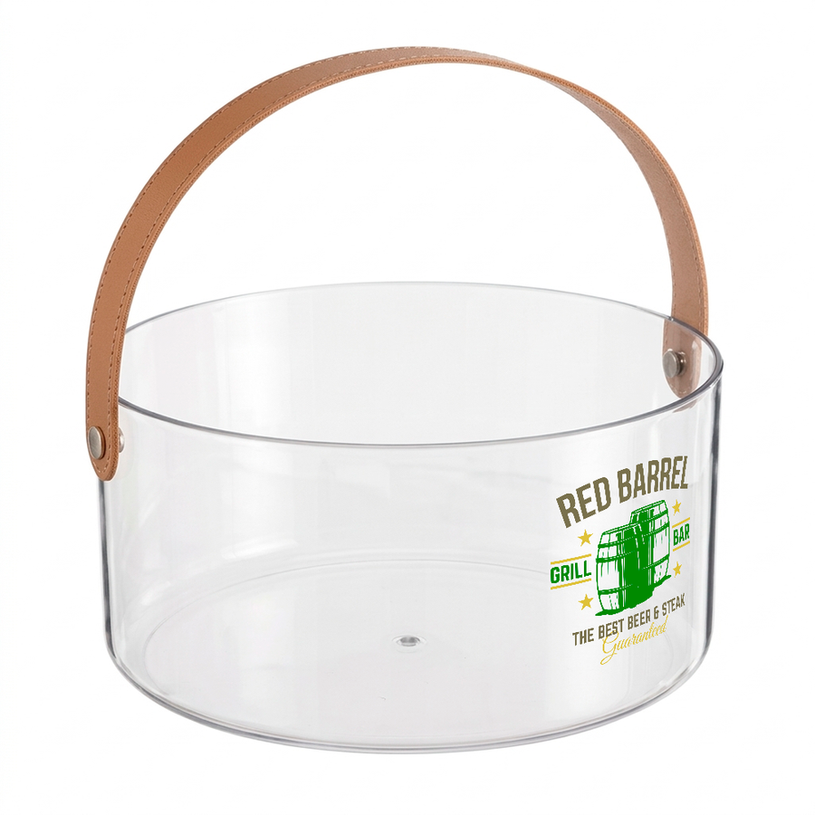 Leather-Strap Clear Drink Buckets - Imprint Now - CA