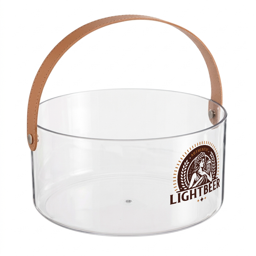 Leather-Strap Clear Drink Buckets - Imprint Now - CA