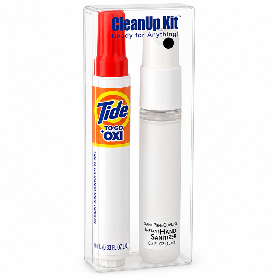 CleanUp Kit - Tide® to Go + Oxi and Sani-Pen® Clipless™ Travel Kits - Imprint Now - CA