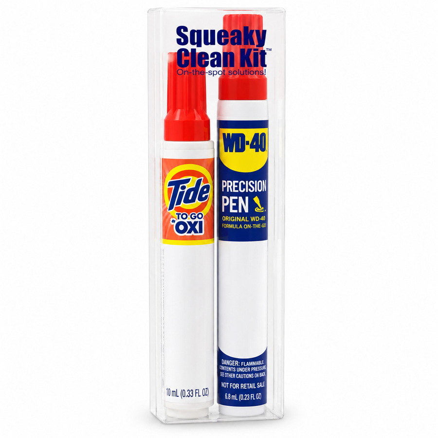 Squeaky Clean Kit - WD-40® Precision Pen and Tide® to Go + Oxi Travel Kits - Imprint Now - CA