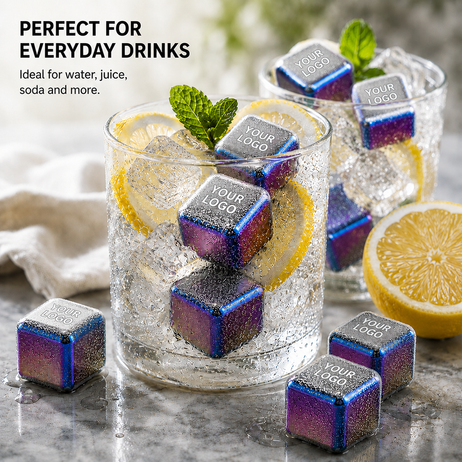 Rainbow Stainless Steel Ice Cubes - Imprint Now - CA