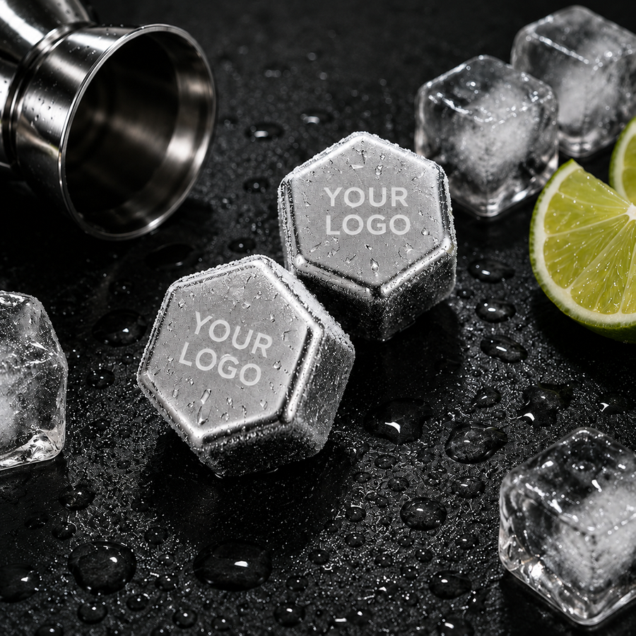 Hexagon Stainless Steel Ice Cubes - Imprint Now - CA