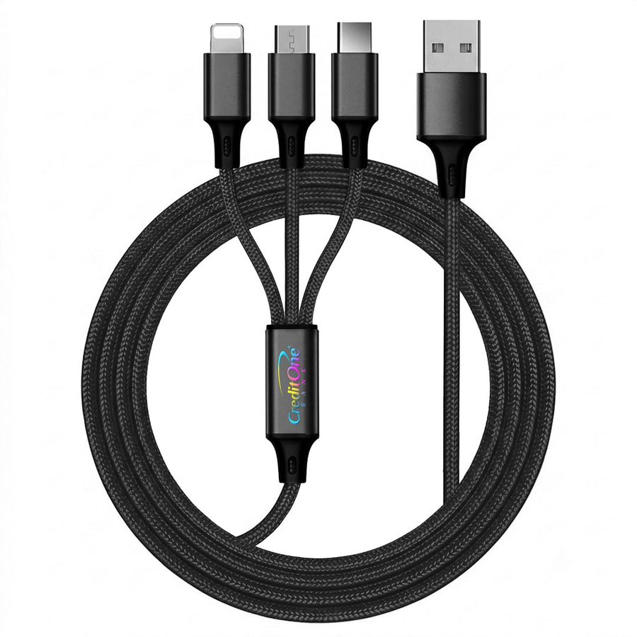 Nylon Braided 3-in-1 Charging Cables - Imprint Now - CA