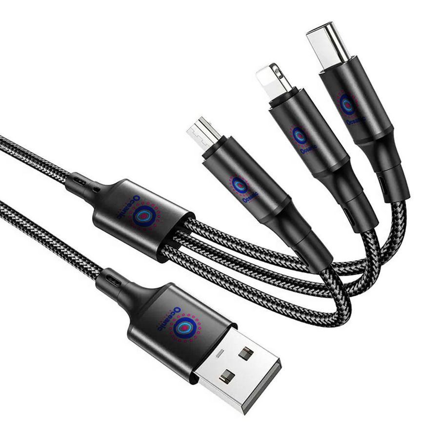 Nylon Braided 3-in-1 Charging Cables - Imprint Now - CA