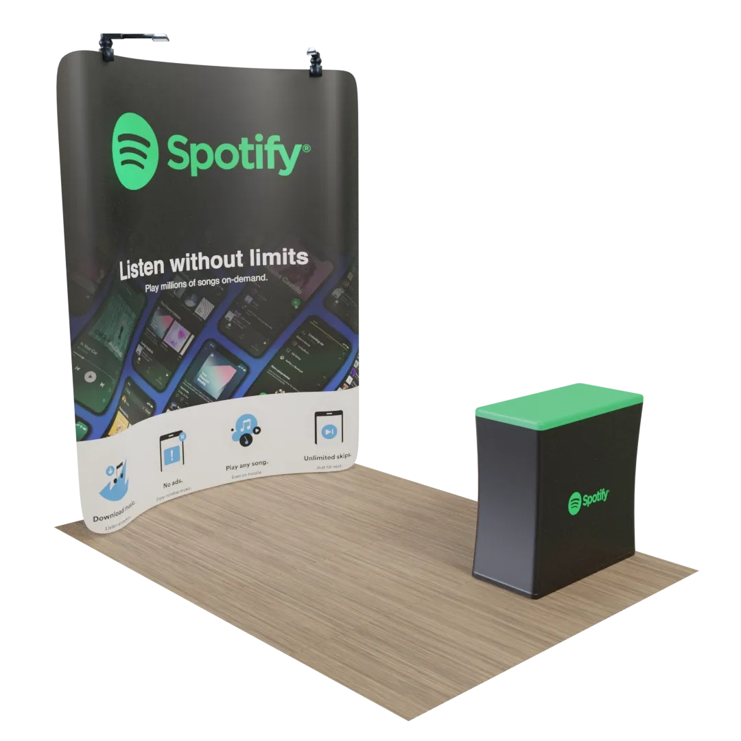 Custom Curved Zip-up Trade Show Display Backdrop Booth Stand 2.4 m x 2.4 m - Imprint Now - CA